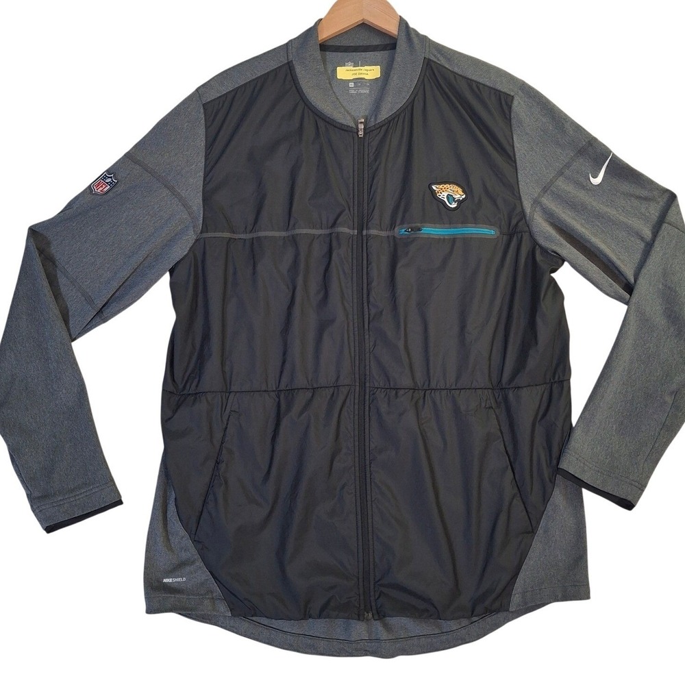 Nike On Field Jacket Men XL‎ Black Gray Jacksonville Jaguars NFL Coach Shield